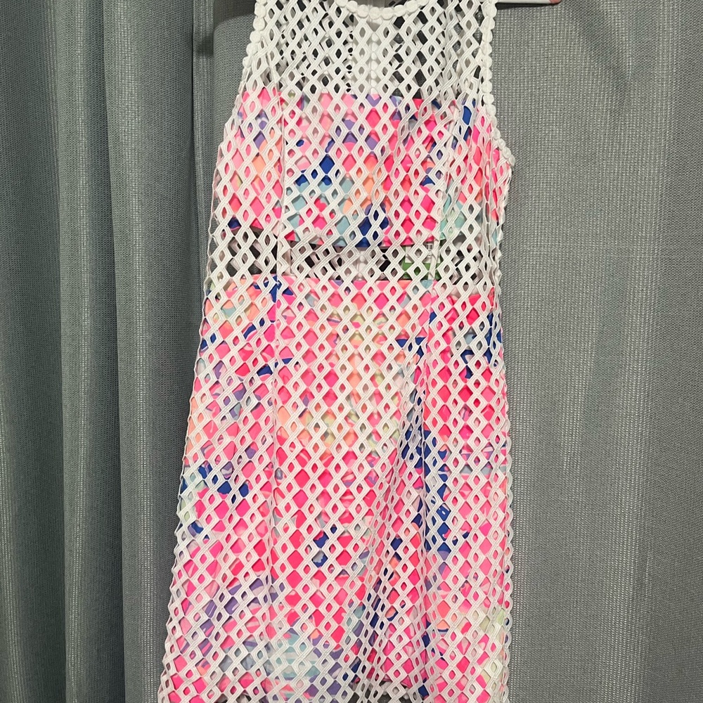 Lilly Pulitzer Resort White Geo Lattice Dress 0